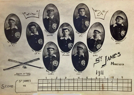 Baseball Team, St. James Minnesota, 1911