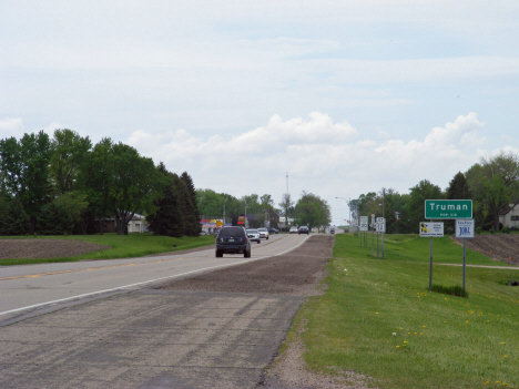 Population sign on State Highway 15, Truman Minnesota, 2014