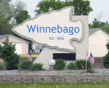 Welcome sign, Winnebago Minnesota