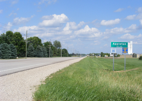 City limits and population sign, Appleton Minnesota, 2014