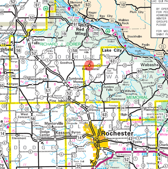 Minnesota State Highway Map of the Bellechester Minnesota area