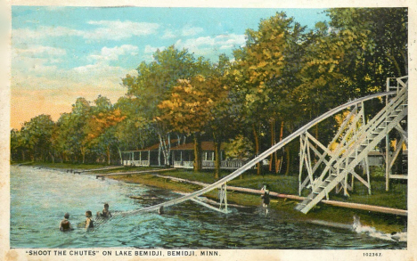 "Shoot the Chutes" on Lake Bemidji, Bemidji Minnesota, 1924