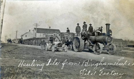 Hauling Tile from the Bingham Lake Tile Factory, c1910