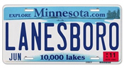 Lanesboro Aluminum License Plate