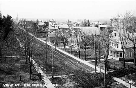 Street scene, Caledonia Minnesota, 1908