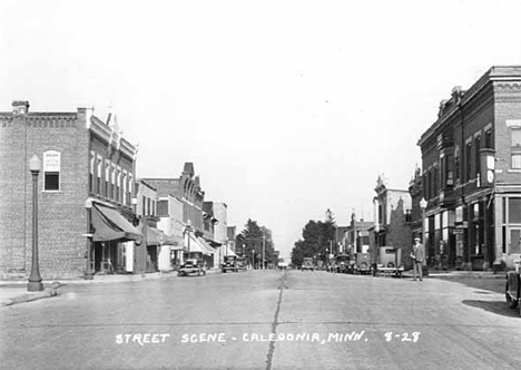 Street scene, Caledonia Minnesota, 1928