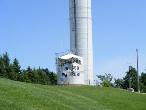 Top of water tower damaged by 1992 tornado, Chandler Minnesota, 2014