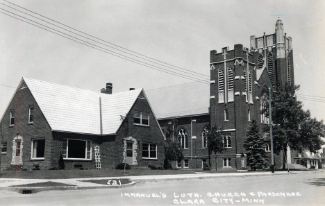 Immanuel Lutheran Church & Parsonage, Clara City Minnesota, 1950's