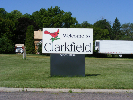 Welcome sign, Clarkfield Minnesota, 2014