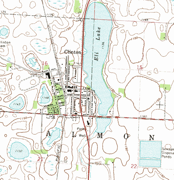 Topographic map of the Clinton Minnesota area