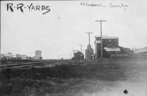 Depot and elevators, Cobden Minnesota, 1910's