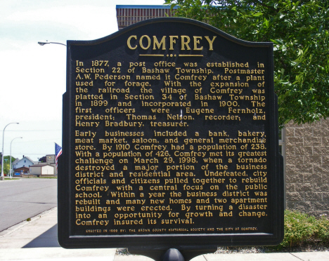 Historical marker, Comfrey Minnesota, 2014