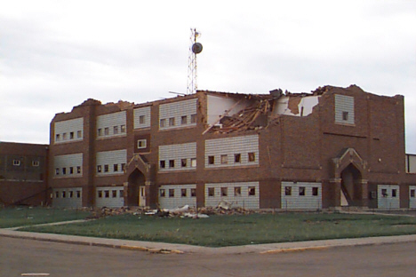 Comfrey School after tornado, Comfrey Minnesota, 1998