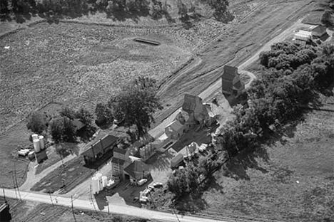 Aerial view, elevator area, Currie Minnesota, 1969