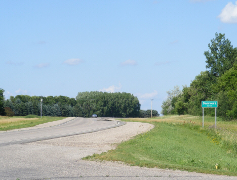 City limits and population sign, Danvers Minnesota, 2014
