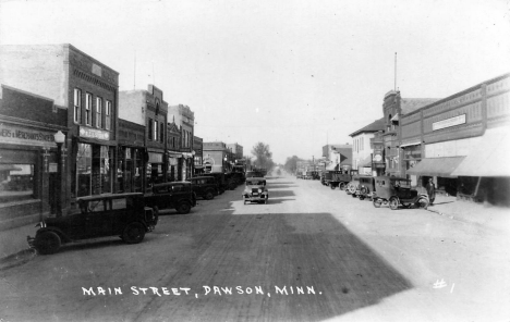 Main Street, Dawson Minnesota, 1930's