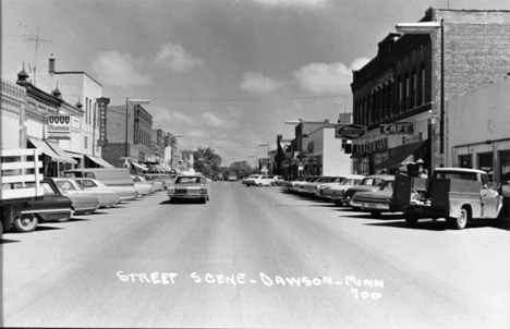 Street scene, Dawson Minnesota, 1967