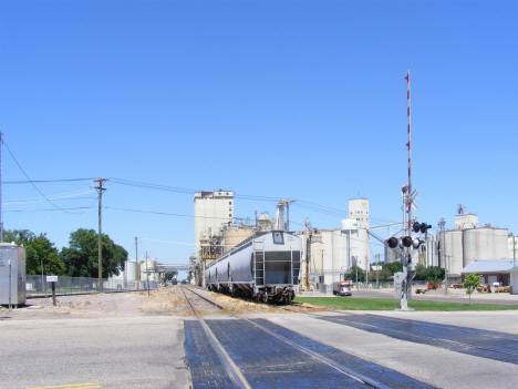 Railroad tracks and grain elevators, Dawson Minnesota, 2014