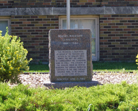 Centennial marker, Dawson Minnesota, 2014