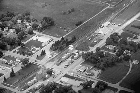 Aerial view, elevator area, De Graff Minnesota, 1970