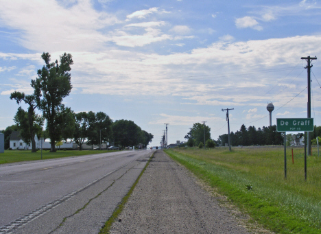 City limits and population sign, De Graff Minnesota, 2014