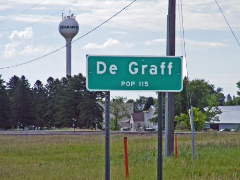 Population sign and water tower, De Graff Minnesota, 2014