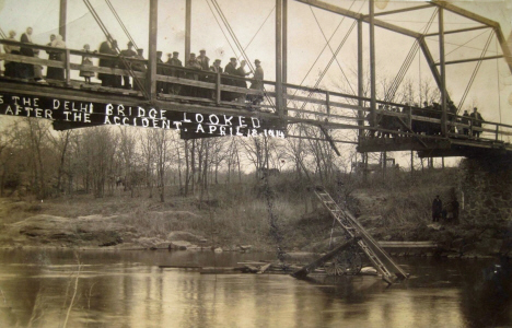 Delhi Bridge after accident, delhi Minnesota, 1914