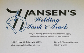 Hansen's Welding, Esko Minnesota