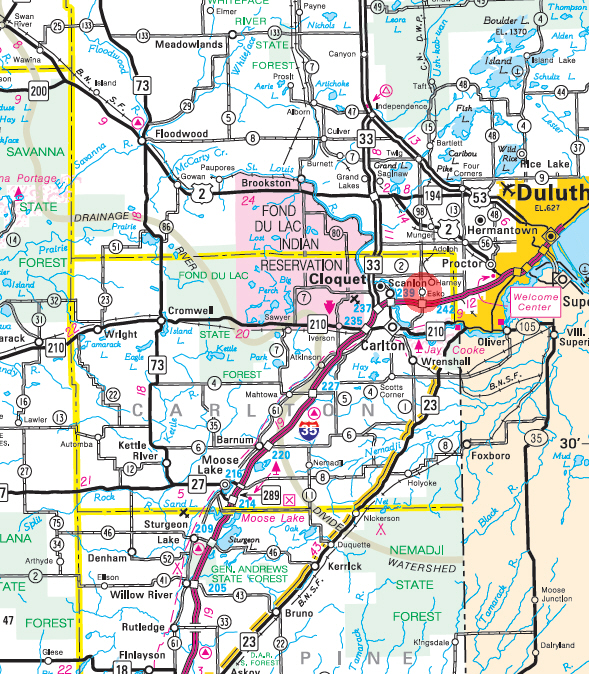 Minnesota State Highway Map of the Esko Minnesota area 