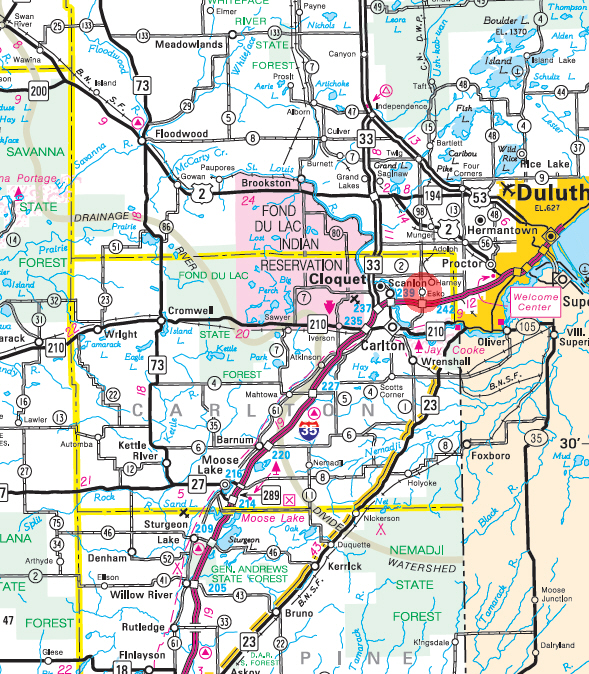 Minnesota State Highway Map of the Esko Minnesota area