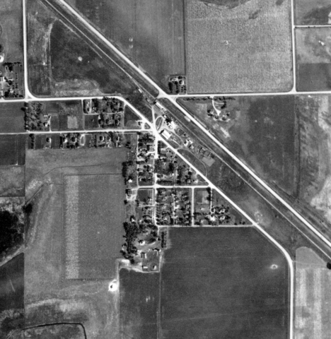 Aerial view, Evan Minnesota, 1939