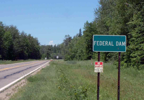Highway sign, Federal Dam Minnesota, 2003