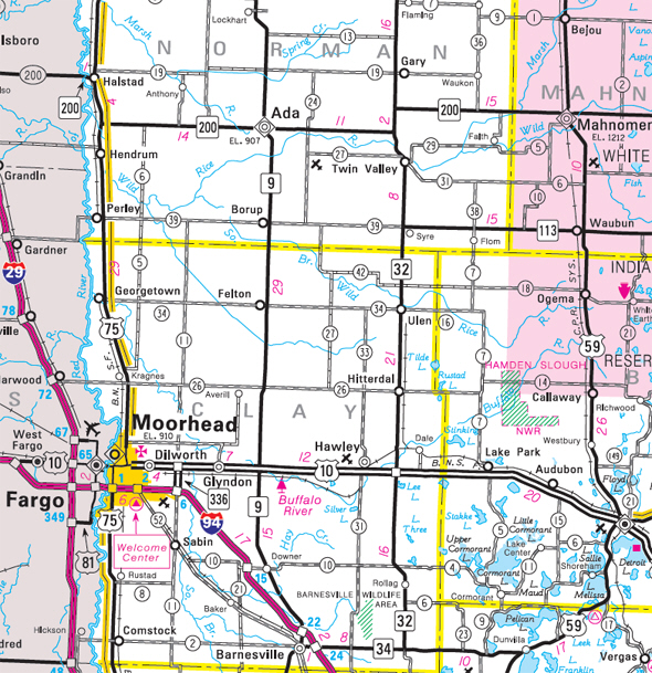 Minnesota State Highway Map of the Felton Minnesota area 