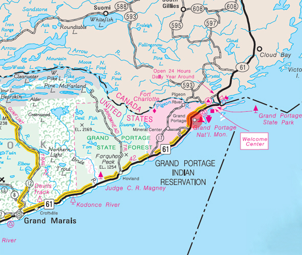 Minnesota State Highway Map of the Grand Portage Minnesota area