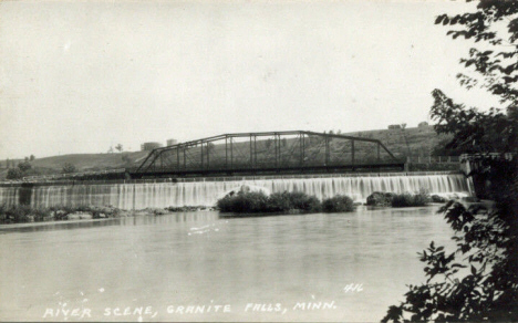 Minnesota River Scene, Granite Falls Minnesota, 1940's