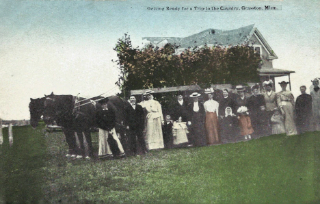 Getting ready for a trip to the country, Grasston Minnesota, 1910's