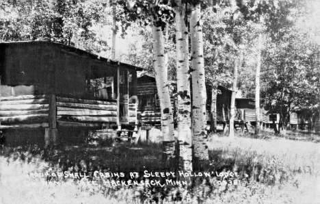 Cabins at Sleepy Hollow Lodge, Woman Lake, Hackensack Minnesota, 1935