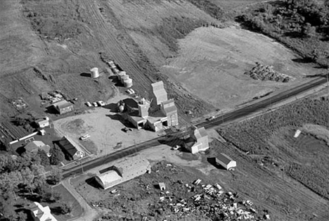 Aerial view of elevator area, Hadley Minnesota, 1969