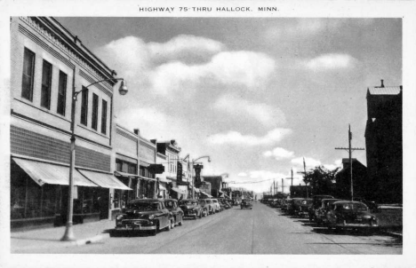 Highway 75 through Hallock Minnesota, 1952