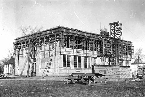 Hanley Falls School under contruction, Hanley Falls Minnesota, 1939