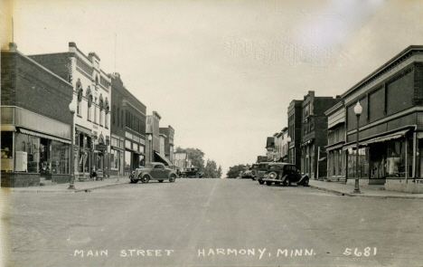 Main Street, Harmony Minnesota, 1940's