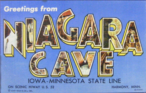 Greetings from Niagara Cave, Harmony Minnesota, 1949