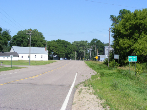 City limits and populstion sign, Hazel Run Minnesota, 2014