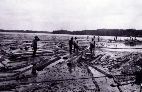 Running logs on Bullhead Lake, Kelliher Minnesota, 1907