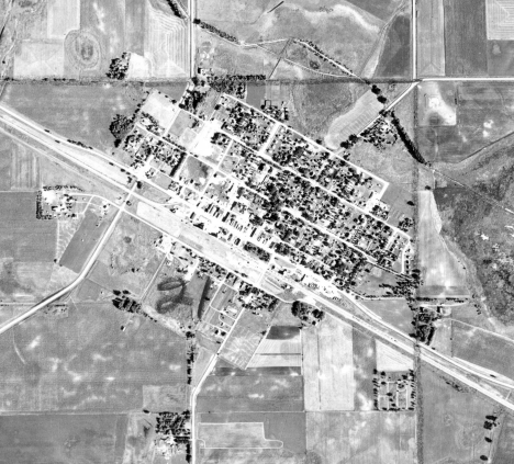 Aerial view, Kerkhoven Minnesota, 1955