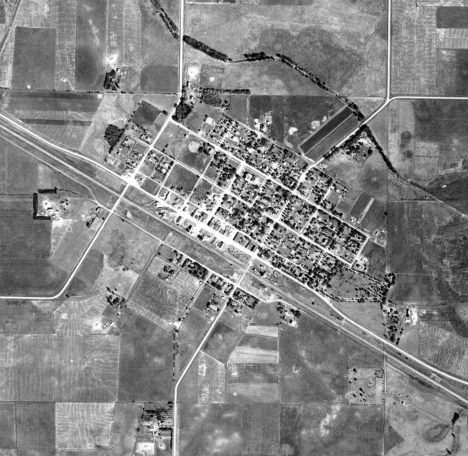 Aerial view, Kerkhoven Minnesota, 1938