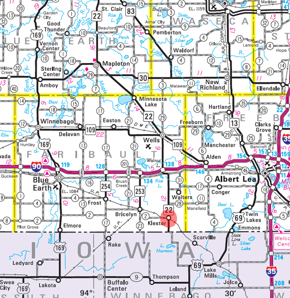 Minnesota State Highway Map of the Kiester Minnesota area