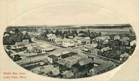 Birds eye view, Lake Park Minnesota, 1910's