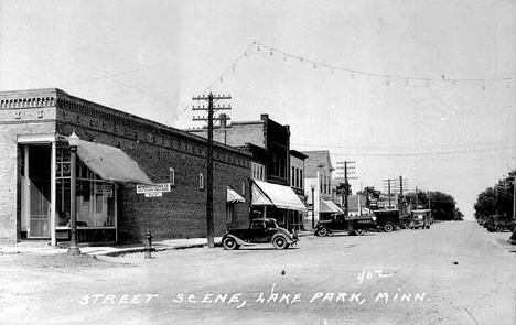 Street scene, Lake Park Minnesota, 1935