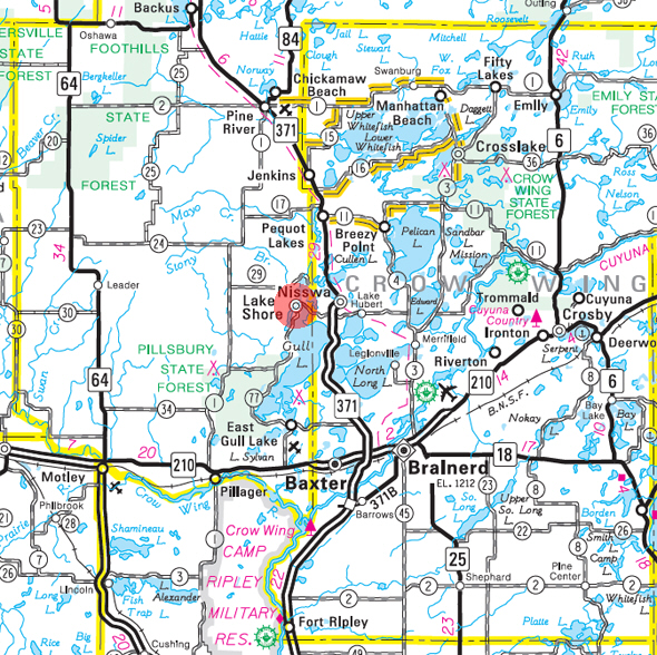 Minnesota State Highway Map of the Lake Shore Minnesota area